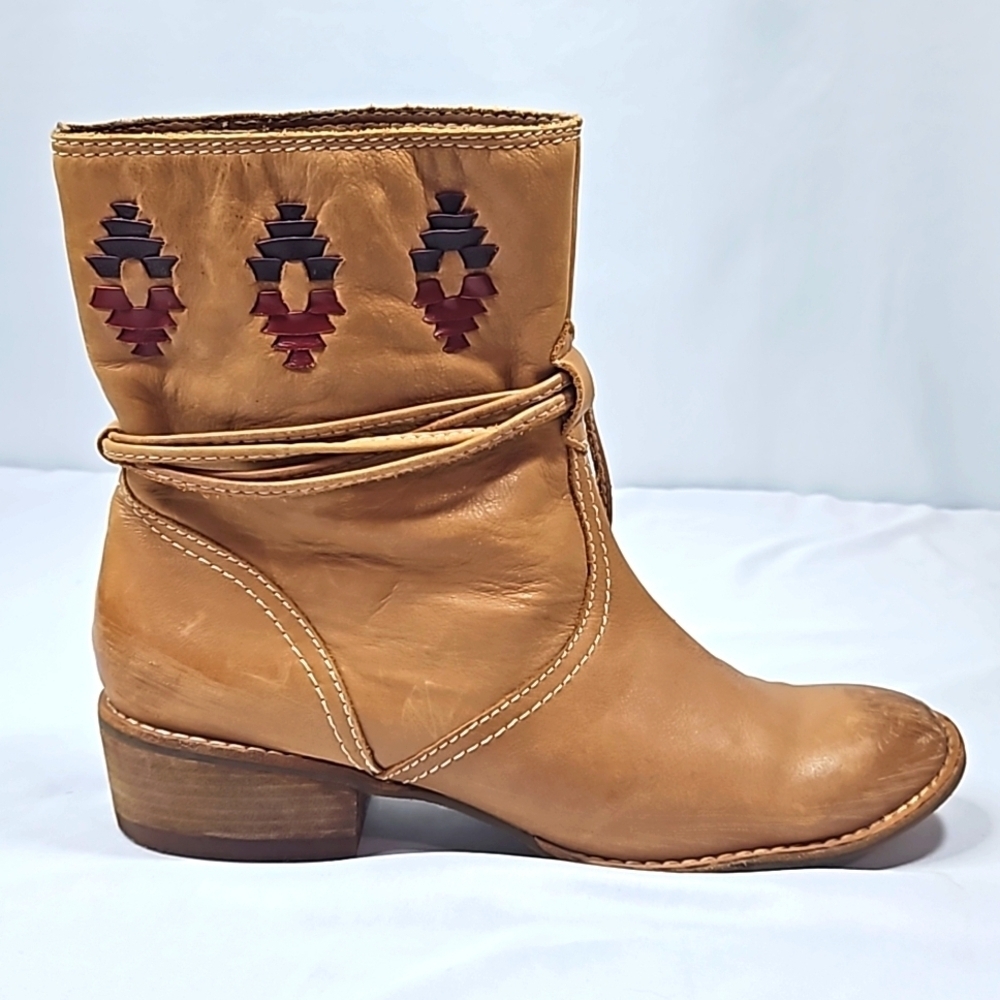 Kenzie Boho Bindi Aztec Tribal Ankle Boots Size 8.5